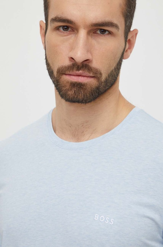 BOSS T-shirt lounge męski bawełniany z elastanem Mix&Match T-Shirt R 50515312 niebieski SS26