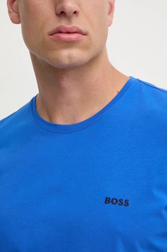 BOSS T-shirt lounge męski bawełniany z elastanem Mix&Match T-Shirt R niebieski 50515312