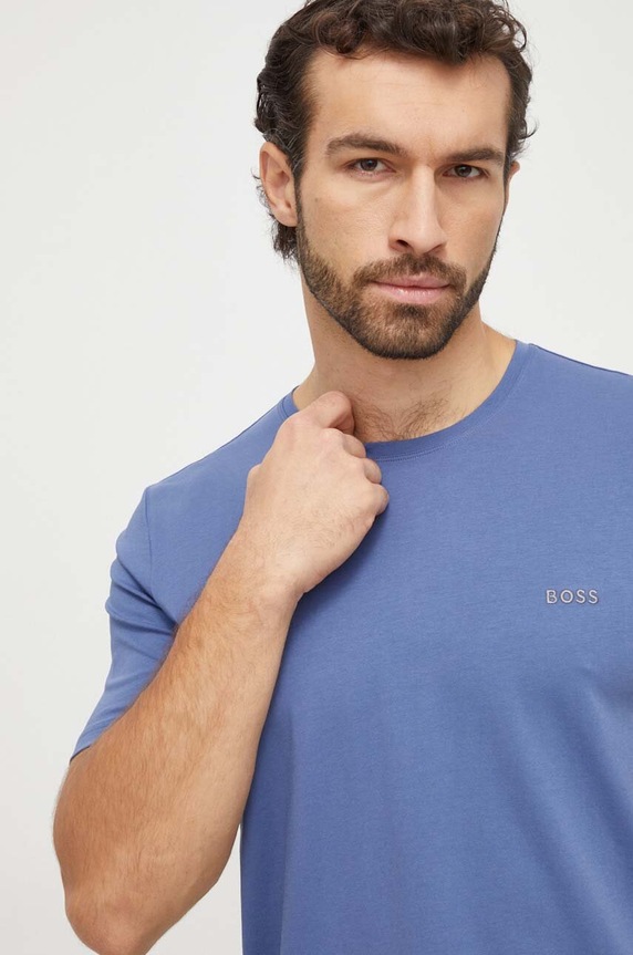 BOSS T-shirt lounge męski bawełniany z elastanem Mix&Match T-Shirt R z elastanem niebieski 50515312