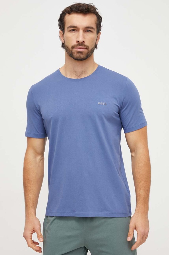 BOSS T-shirt lounge męski bawełniany z elastanem Mix&Match T-Shirt R 50515312 niebieski SS26