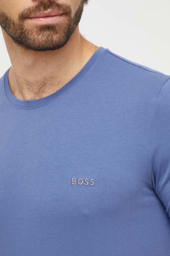 BOSS T-shirt lounge męski bawełniany z elastanem Mix&Match T-Shirt R niebieski 50515312