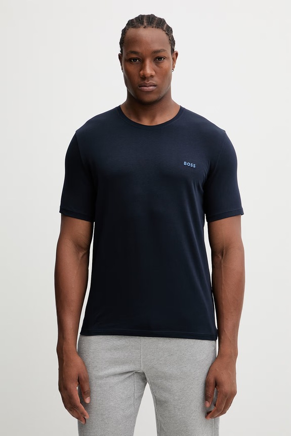 BOSS T-shirt lounge męski bawełniany z elastanem Mix&Match T-Shirt R z elastanem granatowy 50515312
