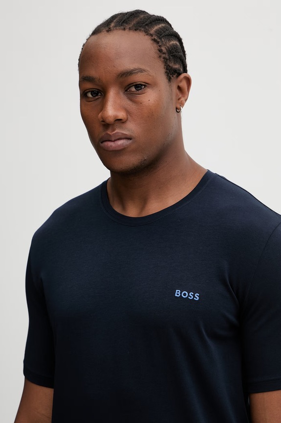 BOSS T-shirt lounge męski bawełniany z elastanem Mix&Match T-Shirt R granatowy 50515312
