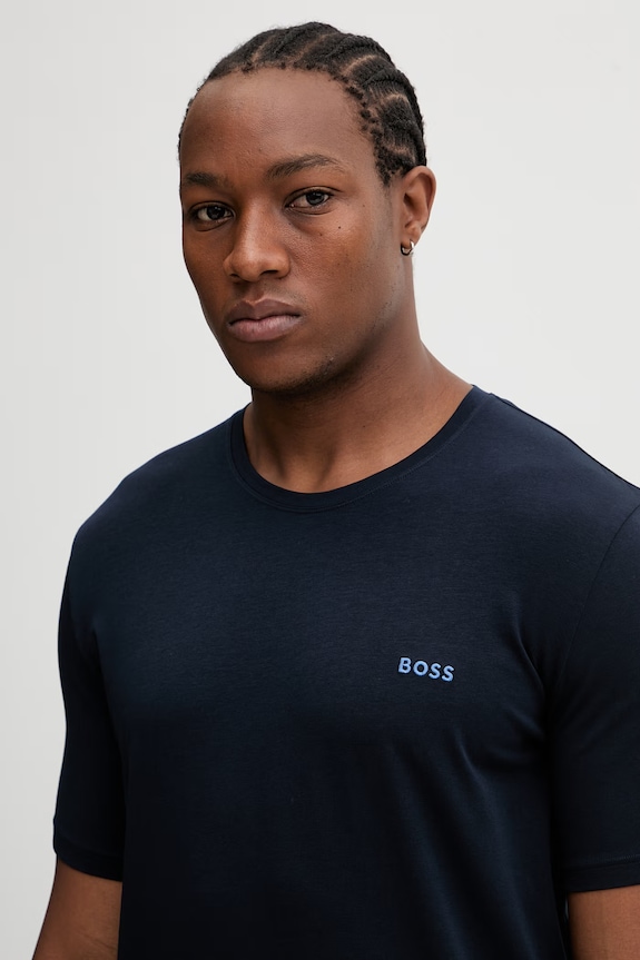 BOSS T-shirt lounge męski bawełniany z elastanem Mix&Match T-Shirt R granatowy 50515312