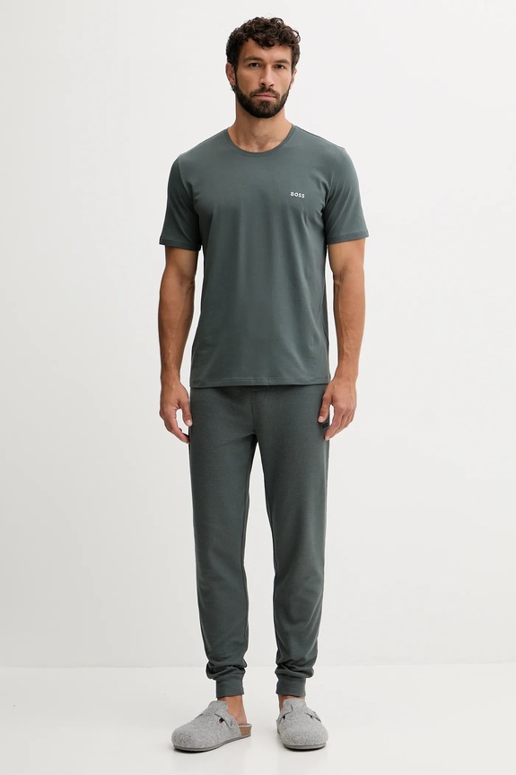 BOSS maglietta loungewear da uomo in cotone con elastan Mix&Match T-Shirt R 50515312 verde SS26