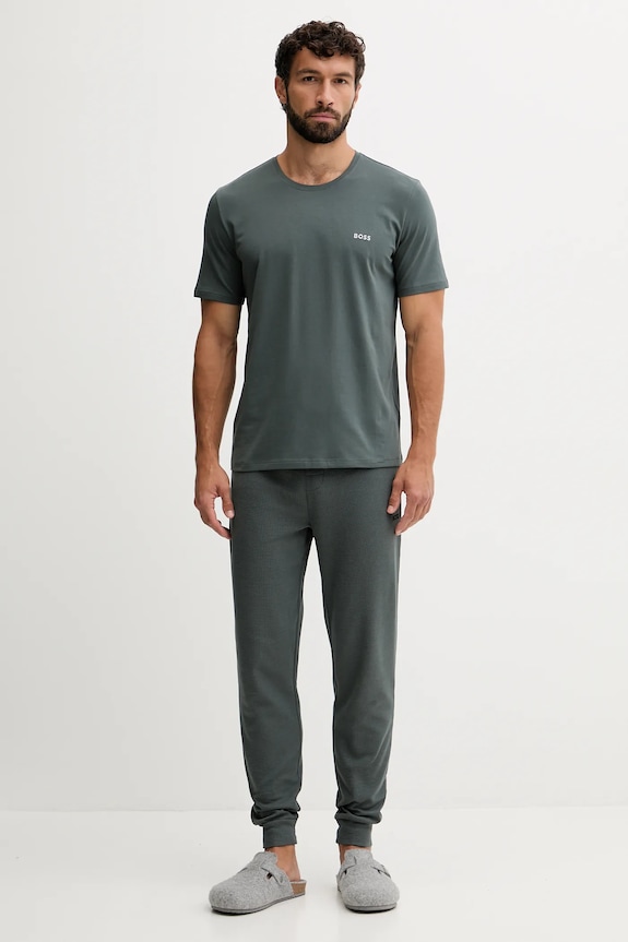 BOSS maglietta loungewear da uomo in cotone con elastan Mix&Match T-Shirt R 50515312 verde SS26