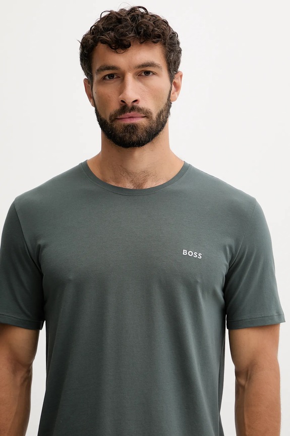 BOSS maglietta loungewear da uomo in cotone con elastan Mix&Match T-Shirt R verde 50515312