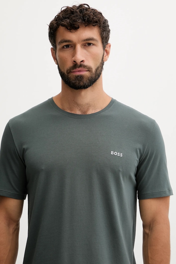 BOSS maglietta loungewear da uomo in cotone con elastan Mix&Match T-Shirt R verde 50515312