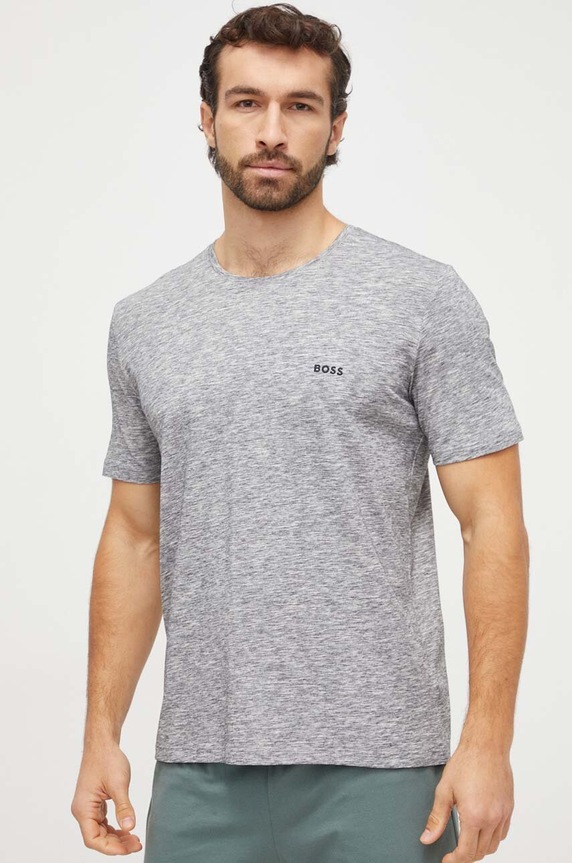 BOSS T-shirt lounge męski bawełniany z elastanem Mix&Match T-Shirt R z elastanem szary 50515312