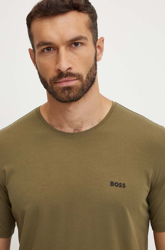 Odzież BOSS T-shirt lounge męski bawełniany z elastanem Mix&Match T-Shirt R 50515312 zielony