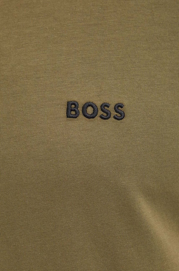 BOSS T-shirt lounge męski bawełniany z elastanem Mix&Match T-Shirt R zielony 50515312