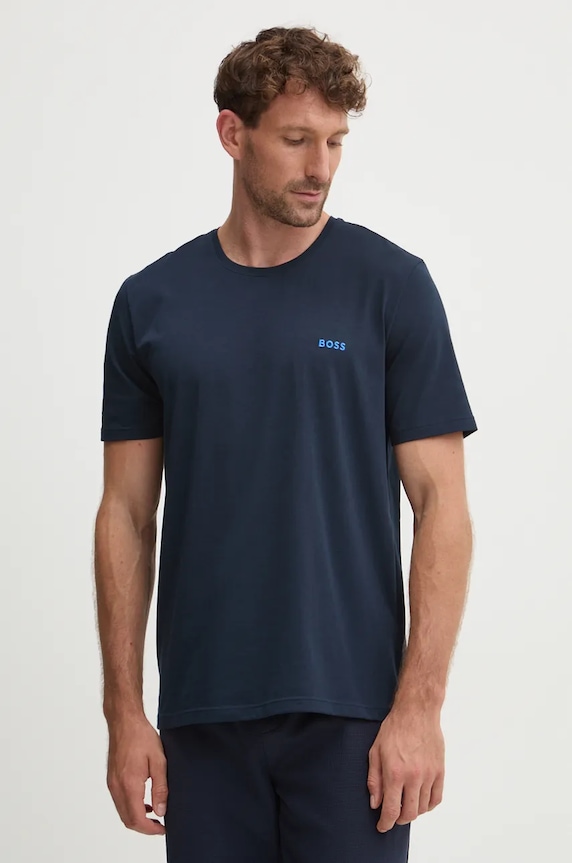 BOSS T-shirt lounge męski bawełniany z elastanem Mix&Match T-Shirt R z elastanem niebieski 50515312