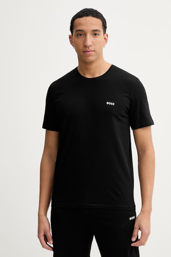 BOSS tricou loungewear bărbătesc din bumbac cu elastan Mix&Match T-Shirt R melanj negru 50515312