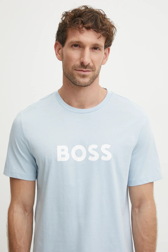 Bavlnené tričko BOSS modrá 50503276