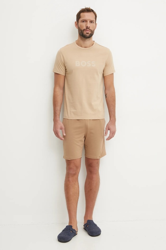 BOSS t-shirt bawełniany 50503276 beżowy SS25