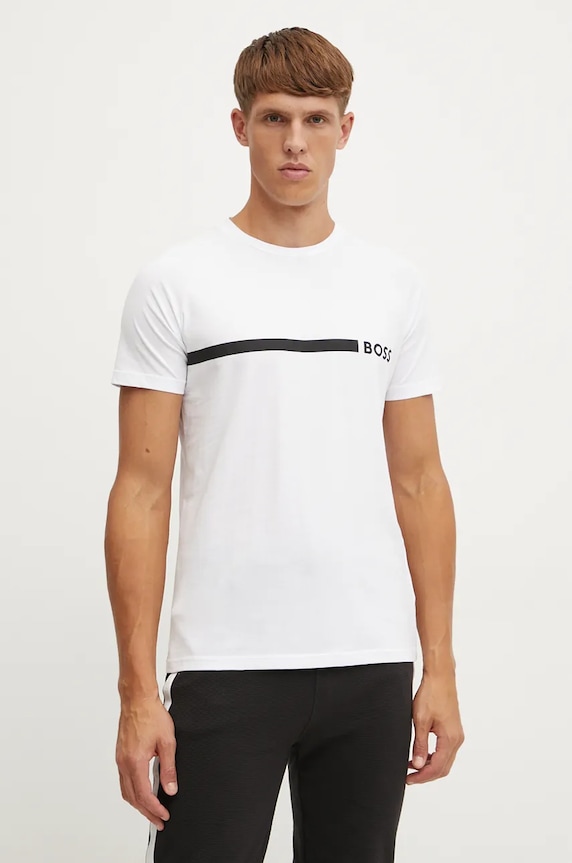 BOSS tričko pánské T-Shirt RN Slim Fit potisk bílá 50517970