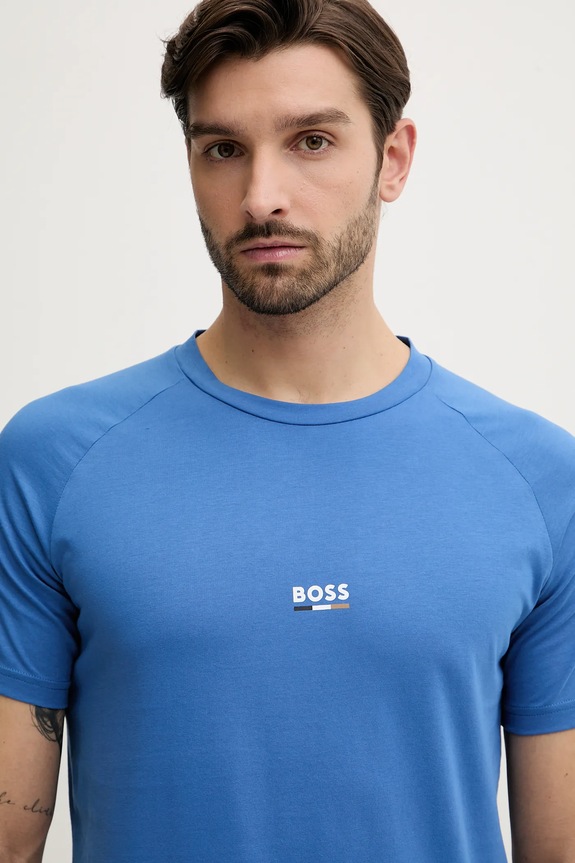 Bavlnené tričko BOSS T-Shirt RN Slim Fit fialová 50517970