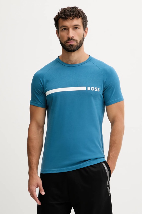 BOSS T-shirt męski T-Shirt RN Slim Fit nadruk niebieski 50517970