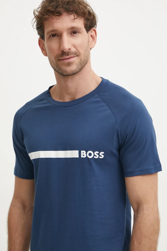 Bavlnené tričko BOSS T-Shirt RN Slim Fit modrá 50517970