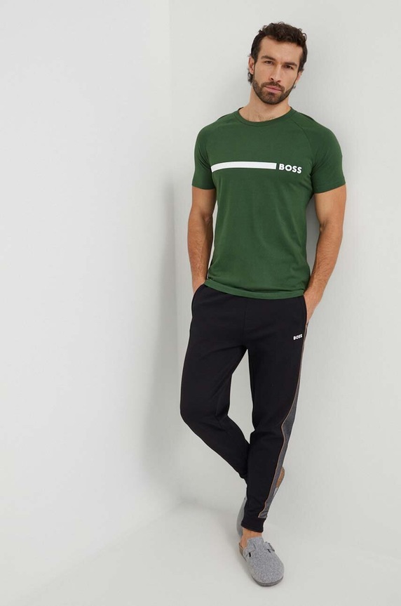 BOSS t-shirt bawełniany T-Shirt RN Slim Fit 50517970 zielony SS26