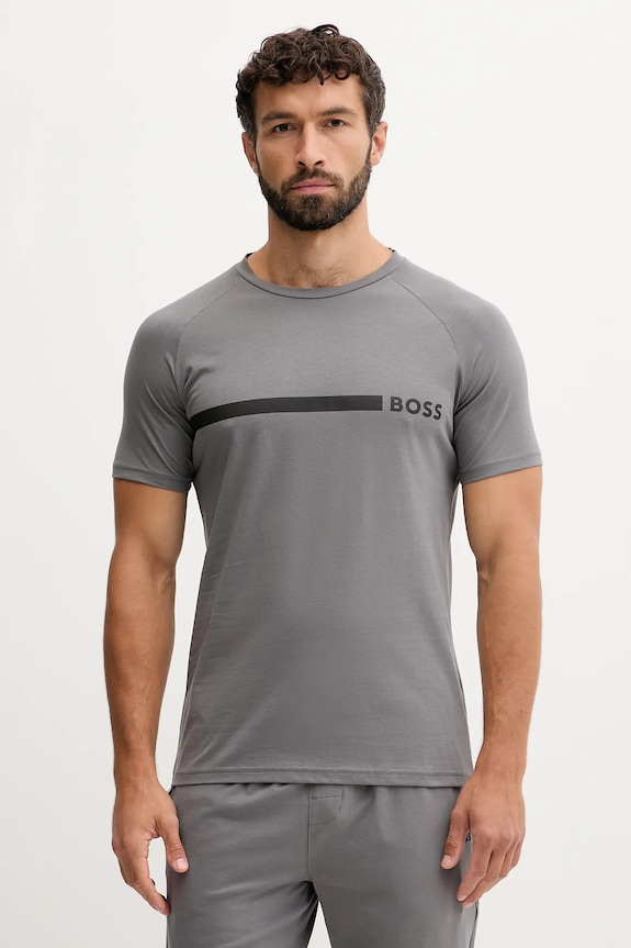 Bavlnené tričko BOSS T-Shirt RN Slim Fit sivá 50517970