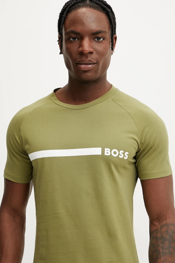 Bavlnené tričko BOSS T-Shirt RN Slim Fit zelená 50517970
