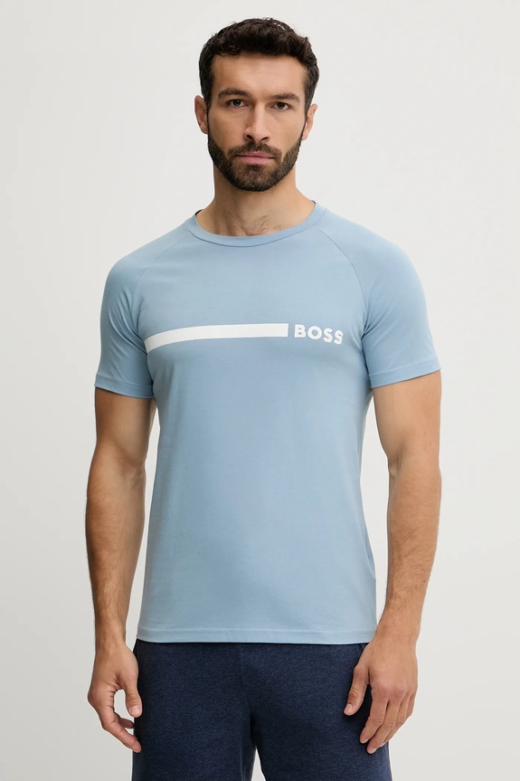 BOSS T-shirt męski T-Shirt RN Slim Fit nadruk niebieski 50517970