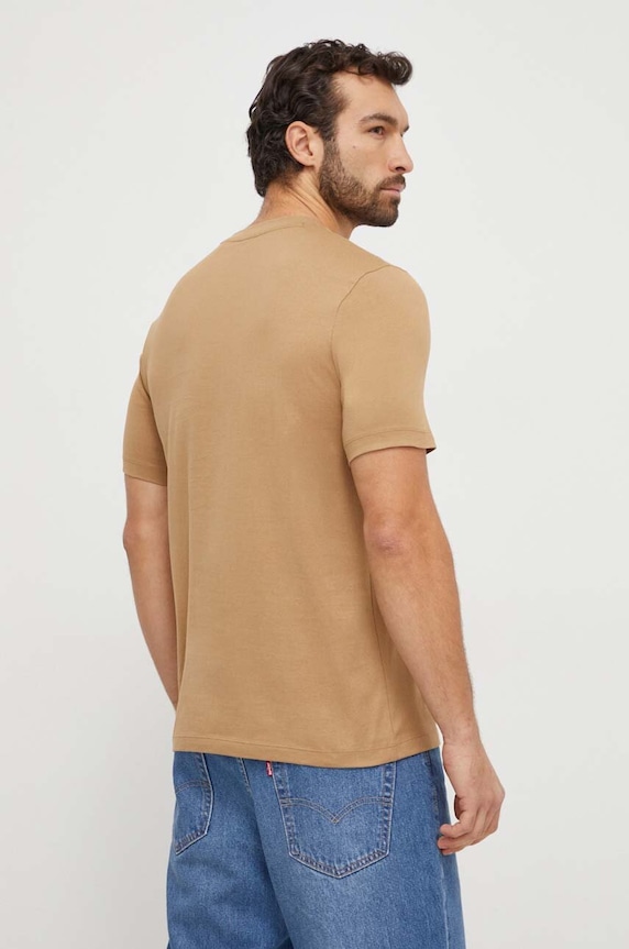 Bavlněné tričko BOSS 50506923 béžová SS24