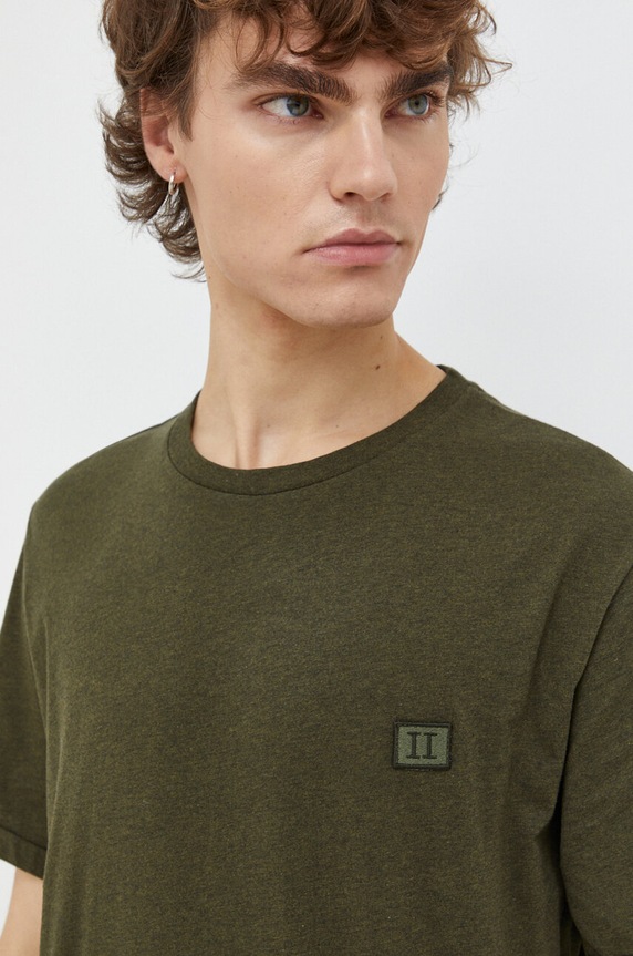 Les Deux tricou din bumbac melanj verde LDM101123