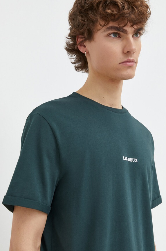 Les Deux tricou din bumbac print verde LDM101170