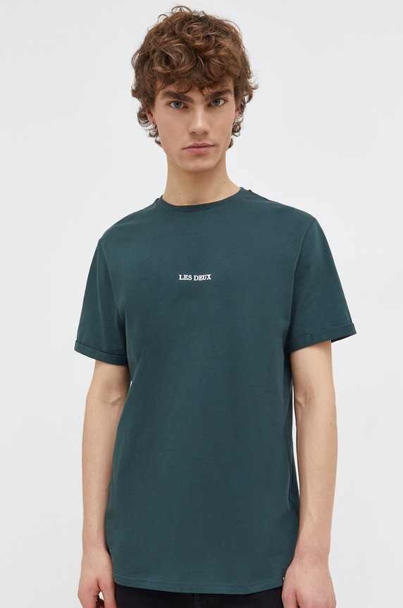 Les Deux tricou din bumbac verde LDM101170