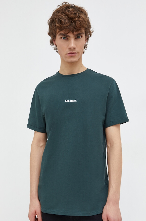 Les Deux tricou din bumbac verde LDM101170