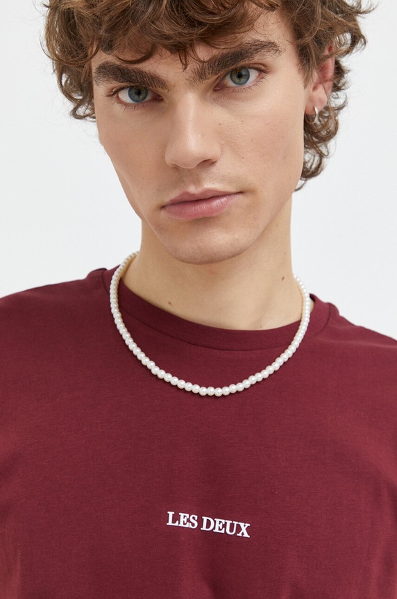 Les Deux t-shirt bawełniany LDM101170 bordowy