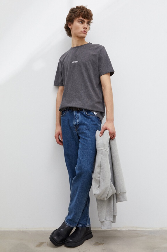 Les Deux t-shirt bawełniany LDM101170 szary SS24