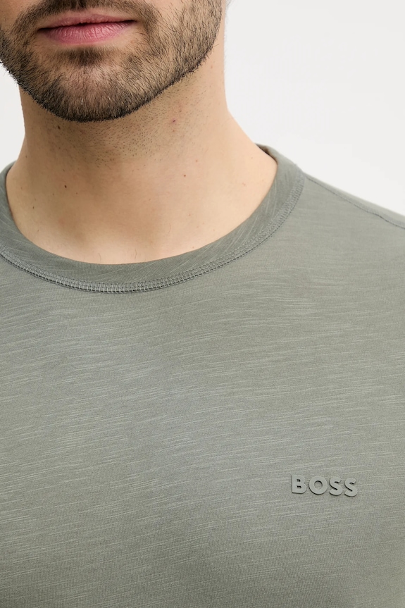 Βαμβακερό μπλουζάκι BOSS Orange 50508243 πράσινο