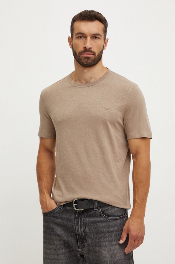BOSS Orange T-shirt męski bawełniany Tegood beżowy 50508243