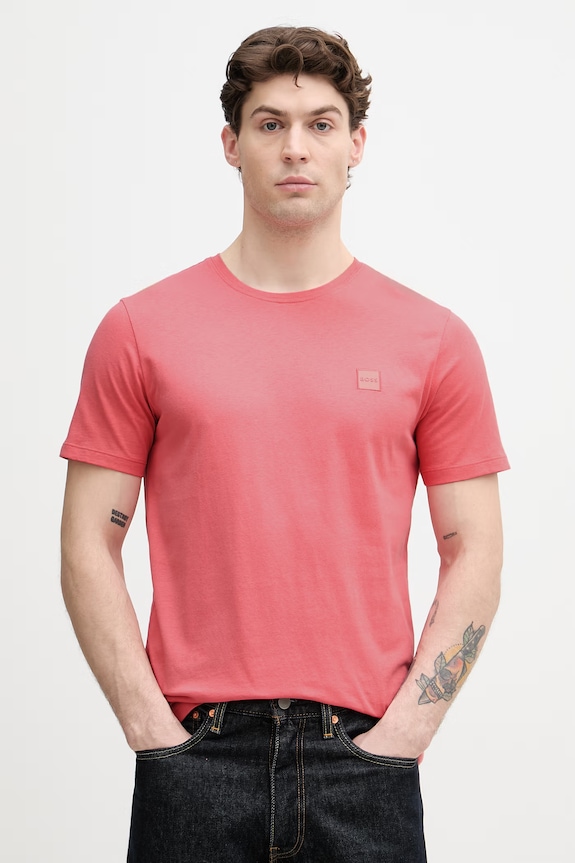 BOSS Orange T-shirt ανδρικό βαμβακερό Tales ροζ 50508584