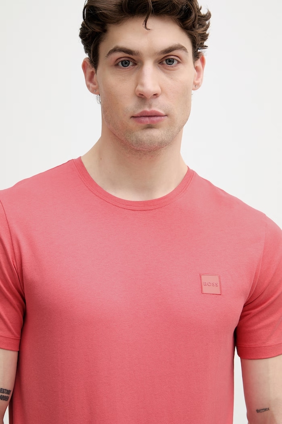 BOSS Orange T-shirt ανδρικό βαμβακερό Tales ροζ 50508584