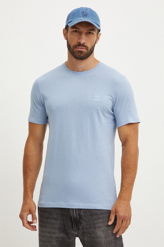BOSS Orange T-shirt męski bawełniany Tales 50508584 niebieski AA00