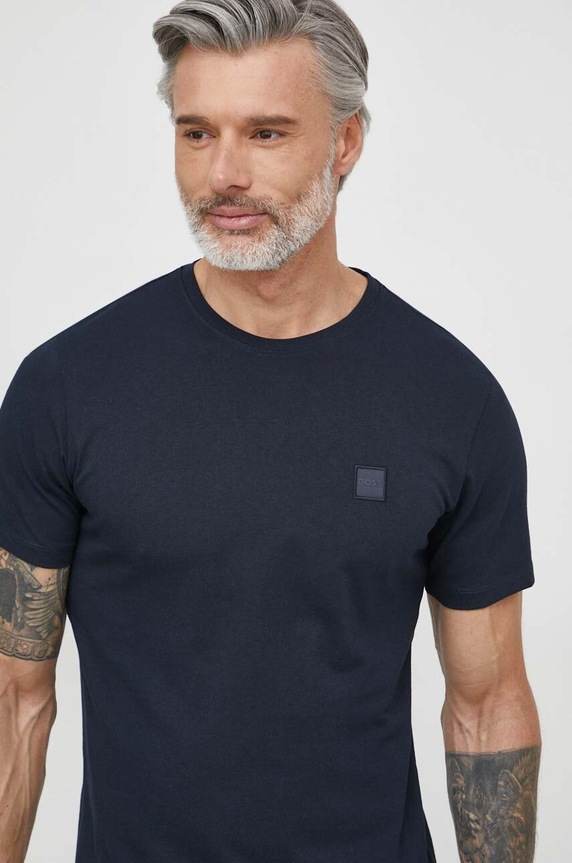 BOSS Orange běžecké tričko pánské bavlněné Tales hladký námořnická modř 50508584