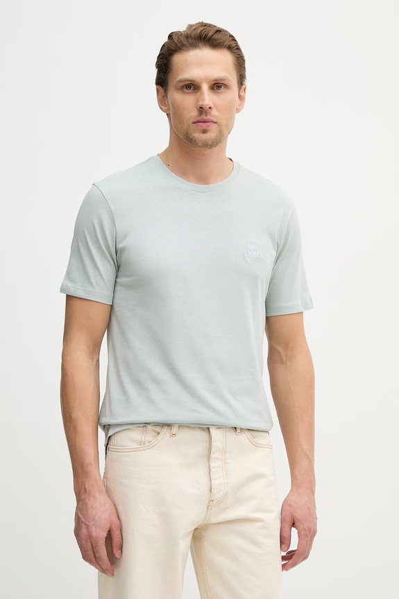 BOSS Orange T-shirt ανδρικό βαμβακερό Tales κανονικό τιρκουάζ 50508584