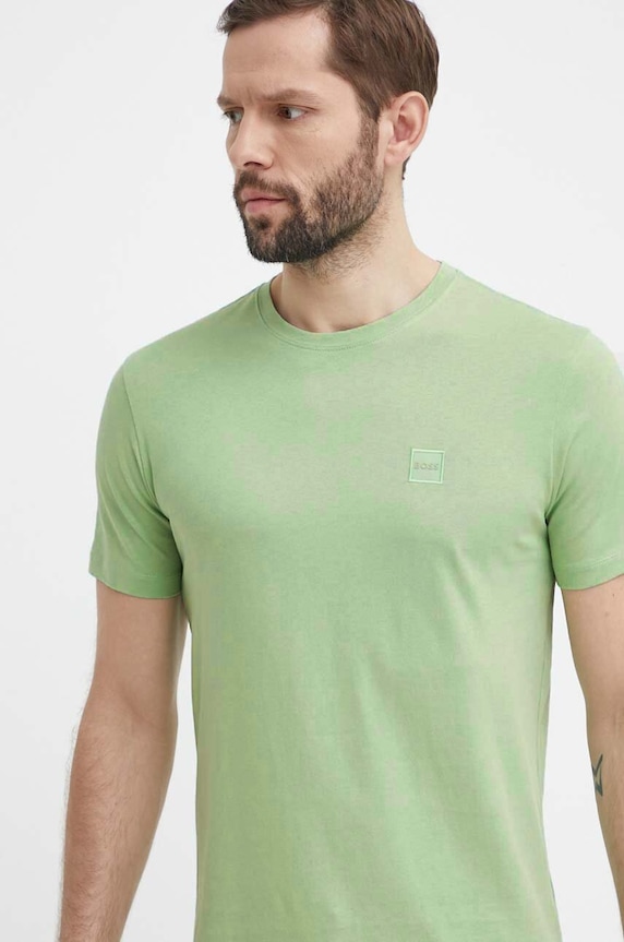 BOSS Orange T-shirt męski bawełniany Tales bawełna zielony 50508584