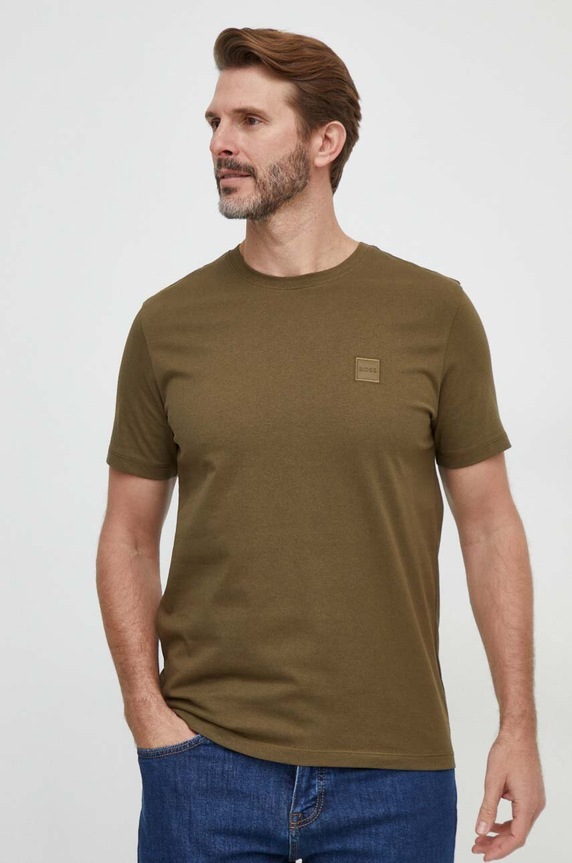 BOSS Orange T-shirt męski bawełniany Tales bawełna zielony 50508584