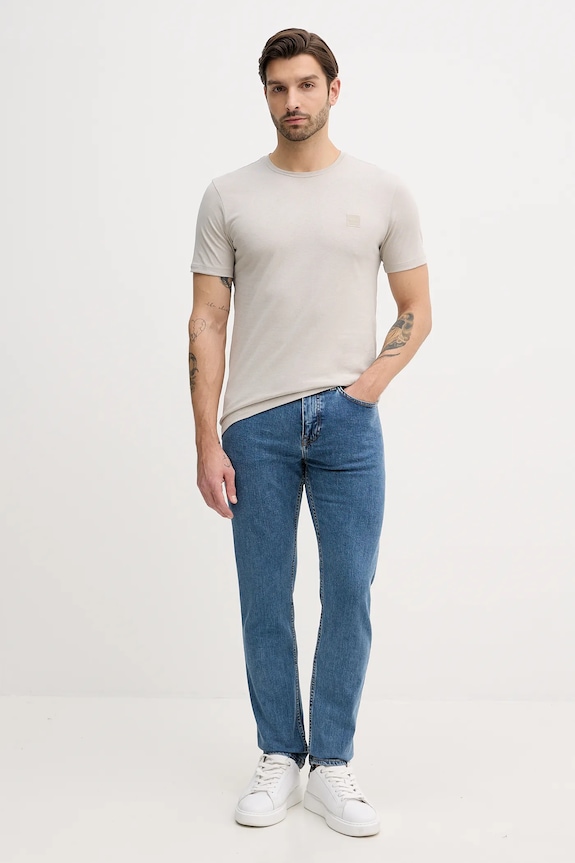 BOSS Orange t-shirt για τρέξιμο ανδρικό βαμβακερό Tales 50508584 μπεζ AA00