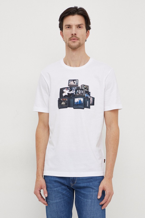 BOSS Orange t-shirt bawełniany nadruk biały 50509892