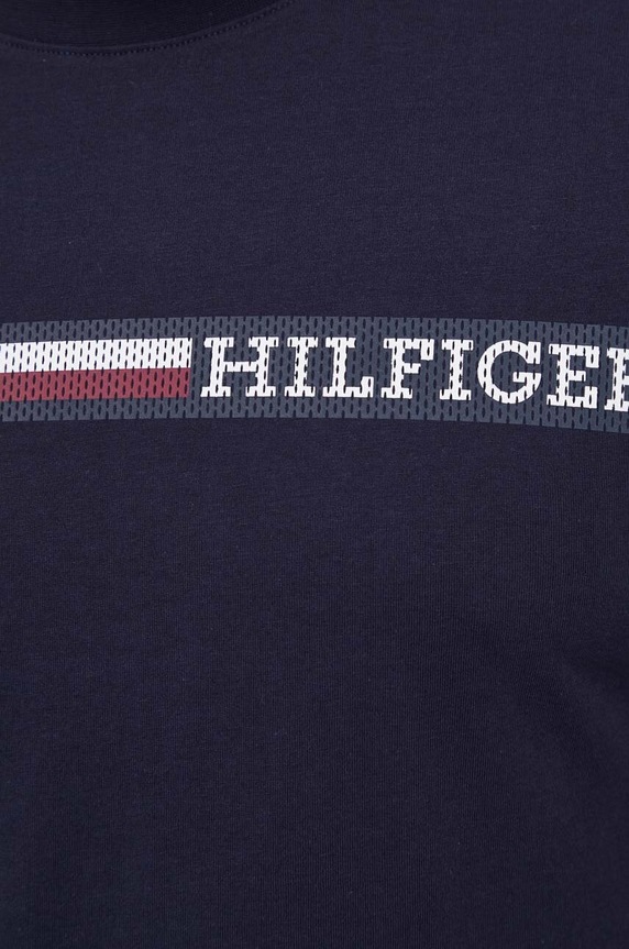 Βαμβακερό μπλουζάκι Tommy Hilfiger σκούρο μπλε MW0MW33688