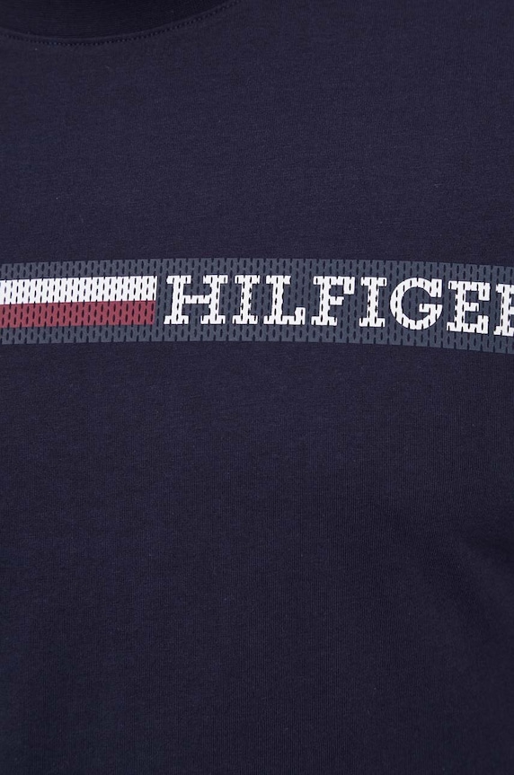 Βαμβακερό μπλουζάκι Tommy Hilfiger σκούρο μπλε MW0MW33688