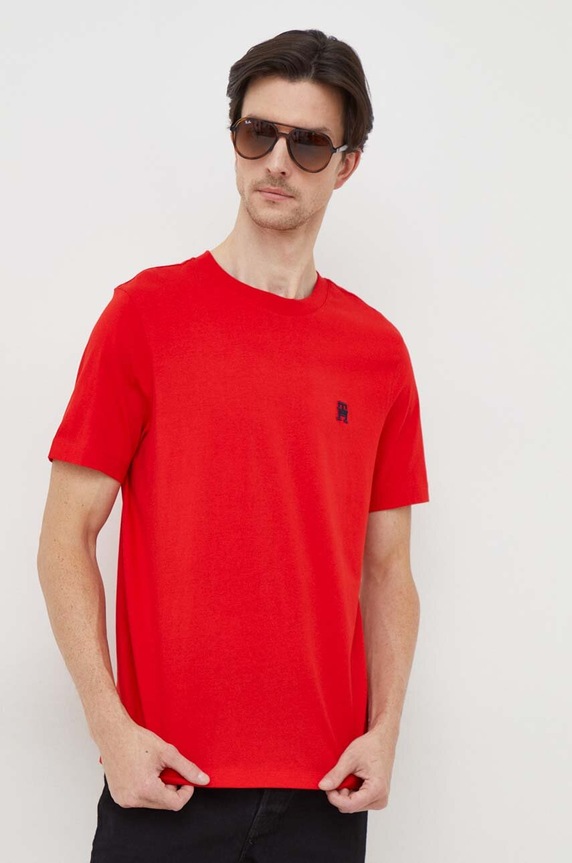 Bavlnené tričko Tommy Hilfiger červená MW0MW33987
