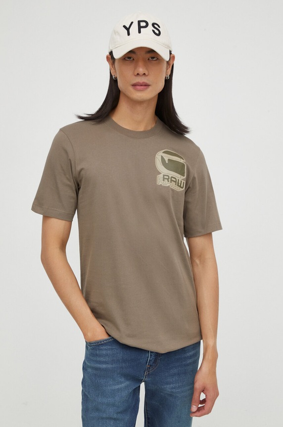 G-Star t-shirt bawełniany nadruk beżowy D23901.336