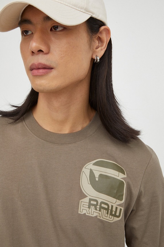 G-Star t-shirt bawełniany beżowy D23901.336